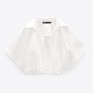 Zara Linen Blend Crop Shirt